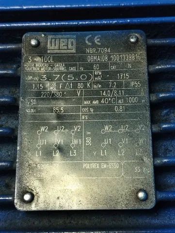 Motor WEG Trifásico 5CV 1715RPM - Foto 5