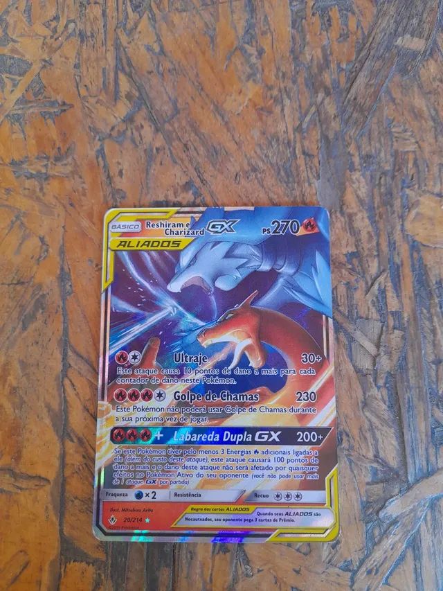 Carta Pokémon Ultra Rara Reshiram E Charizard Gx Aliados