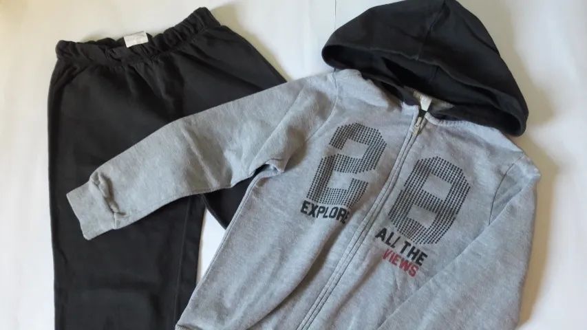 Agasalho Moletom ( Calça e Blusa) Infantil Hering Kids c/ capuz - cinza - tam 6 Semi Novo - Foto 5
