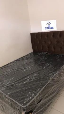 CAMA BOX CASAL + CABECEIRA ACOLCHOADA 