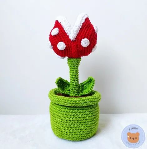 Planta Piranha Super Mário em amigurumi