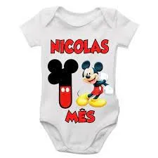 Body Mickey Personalizado - Mesversário