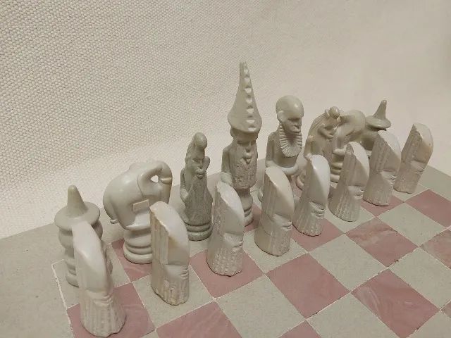 Jogo de Xadrez Africano de Pedra Artesanal - Foto 3