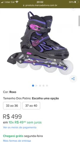 Patins Oxer Light Inline Abec7 Tamanho Ajustável Roda De Led - Foto 3