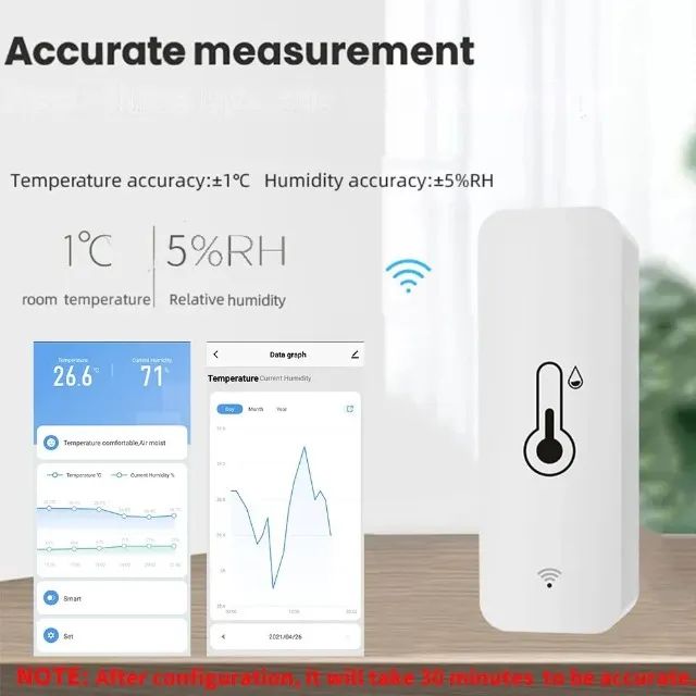 Sensor de Temperatura e Umidade WiFi Tuya Casa Inteligente Alexa, Google Assist COD-AM570  - Foto 3
