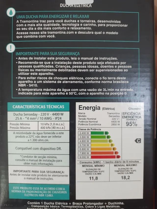 Ducha Elétrica 3 Temperaturas Tramontina  - Foto 6
