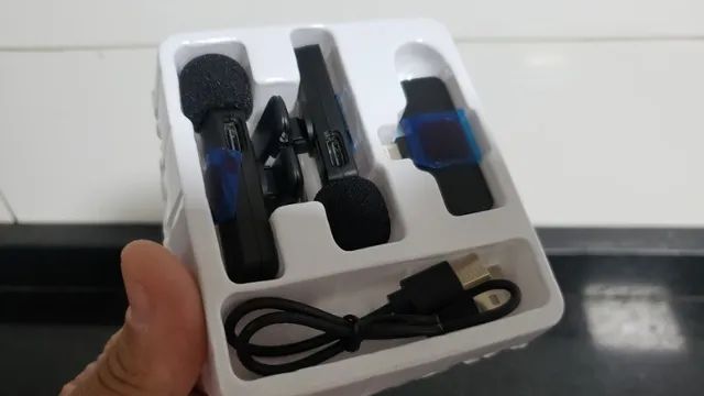 Microfone Lapela recarregável 2 microfones IOS Iphone