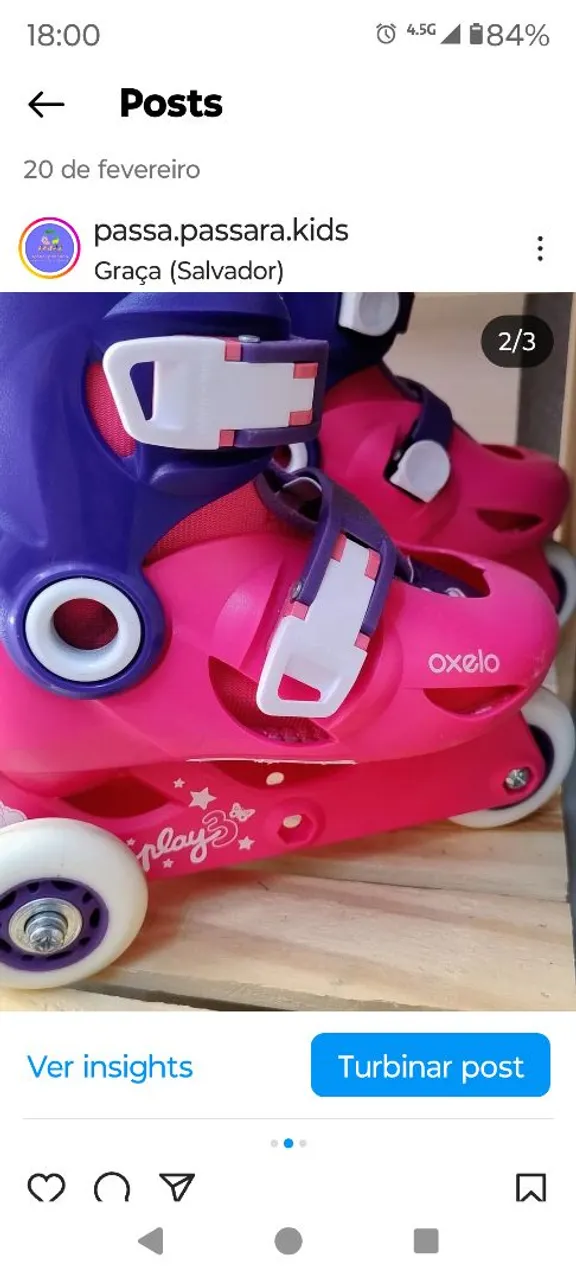 Patins Play 3 Oxelo Infantil - Rosa e Roxo