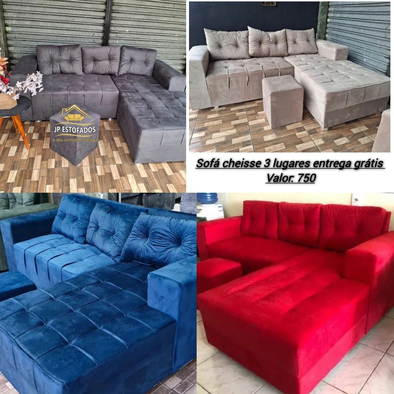 Sofá Cheisse 3 Lugares com Entrega Grátis