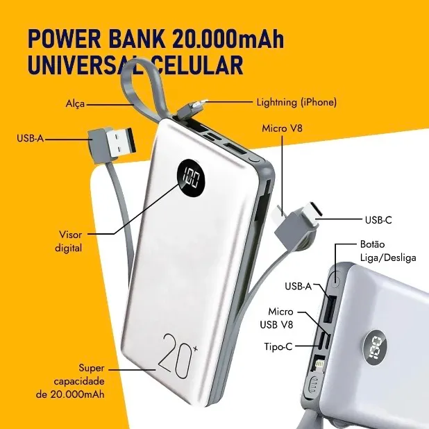 Power Bank 20.000mAh Universal Celular