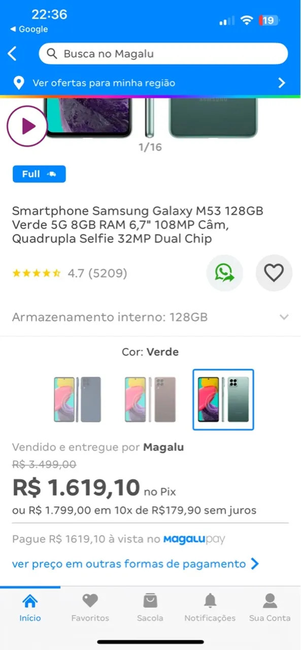 Samsung m53 128 gigas