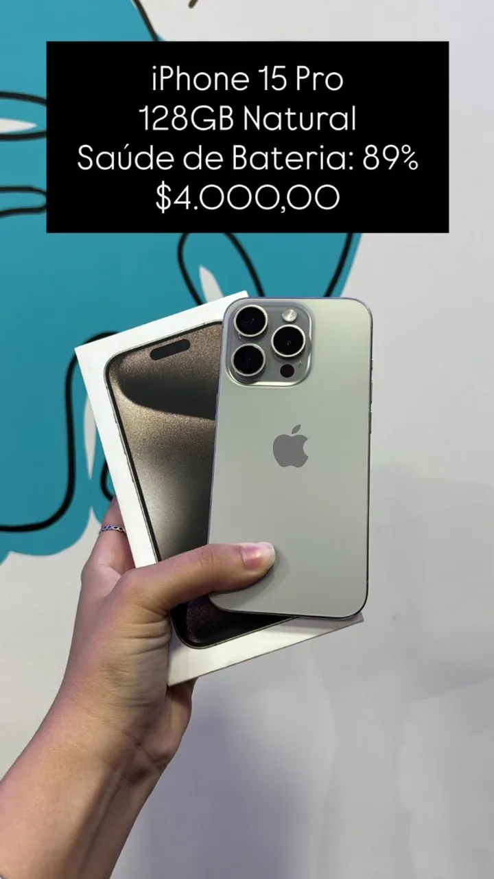 IPhone 15 na cor Natural 128Gb Saude de Bateria 98% Semi novo