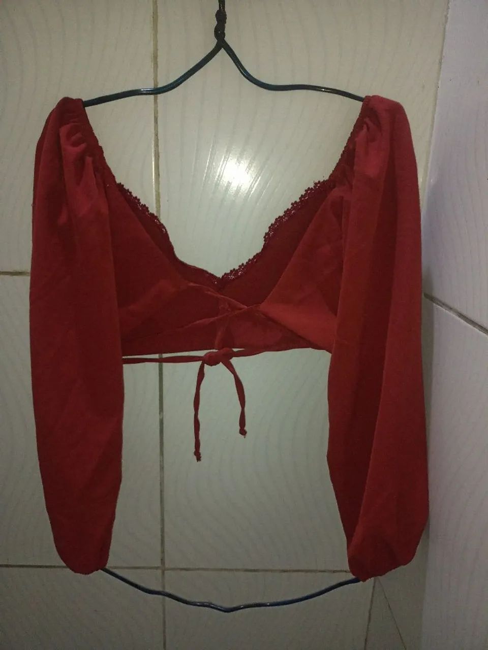 Blusa Cropped  Mangas Bufante Feminino M - Foto 2