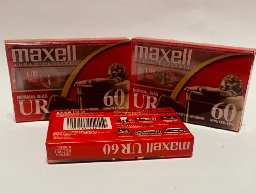 Fitas K7 Maxell UR60 - Lote com 3 unidades