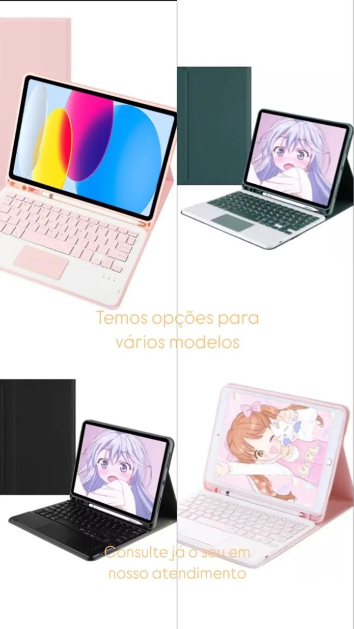Capa ipad 9/10/11 air 4/5/6 com teclado e película 3D 