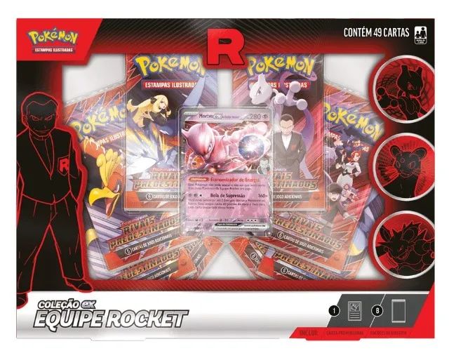 BOX POKÉMON COLEÇÃO EQUIPE ROCKET MEWTWO EX 49 CARTAS NO TOTAL - Foto 3