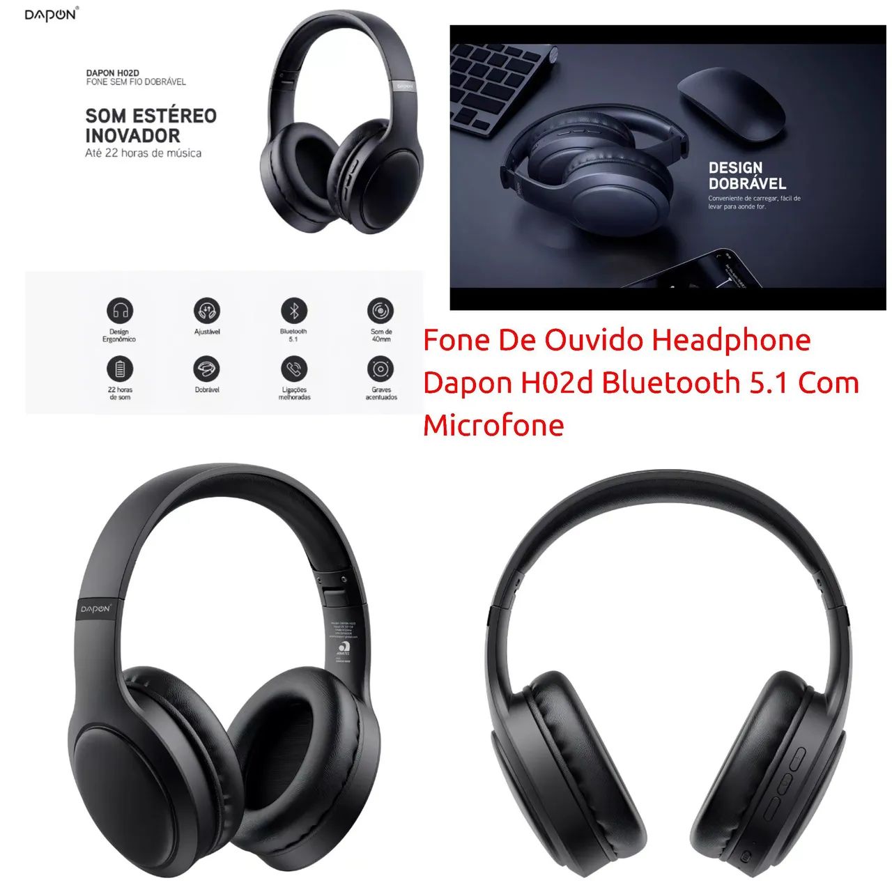 Fone de Ouvido Bluetooth DAPON H02D