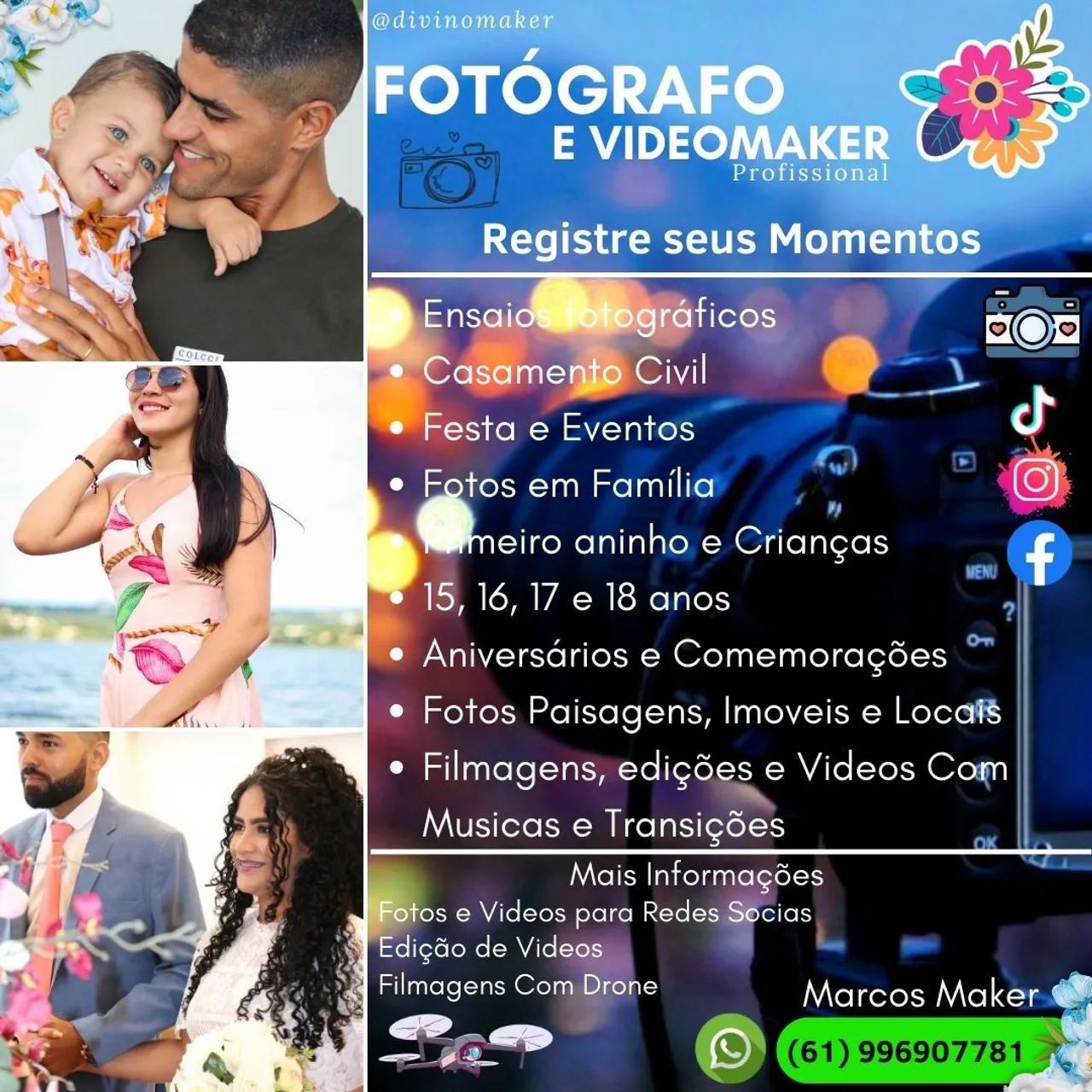 Fotógrafo com Filmagem Reels para Aniversários, festa, Eventos e chá revelação 