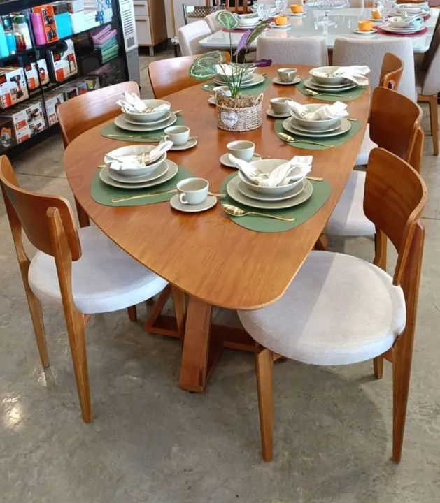 Mesa de Jantar Canadá Orgânica com 6 Cadeiras Maldivas 2,20x1,20m Novo