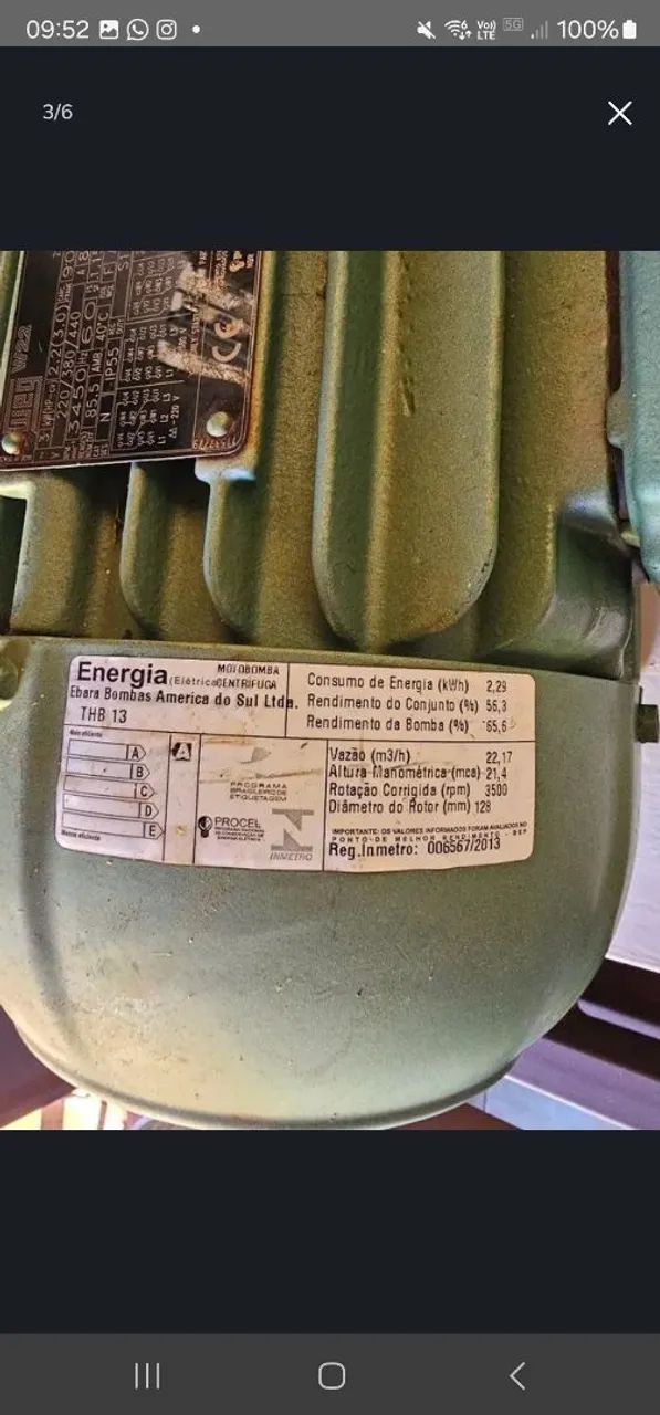 Bomba centrífuga trifásico 3CV 3500RPM - Foto 6