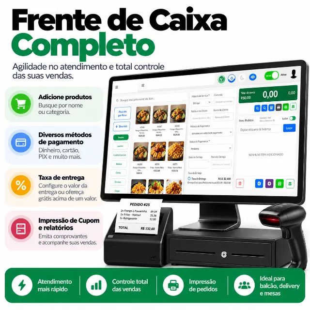 Sistema Pdv Caixa + Site E App Delivery para Lanchonetes, bares, padarias e pizzarias