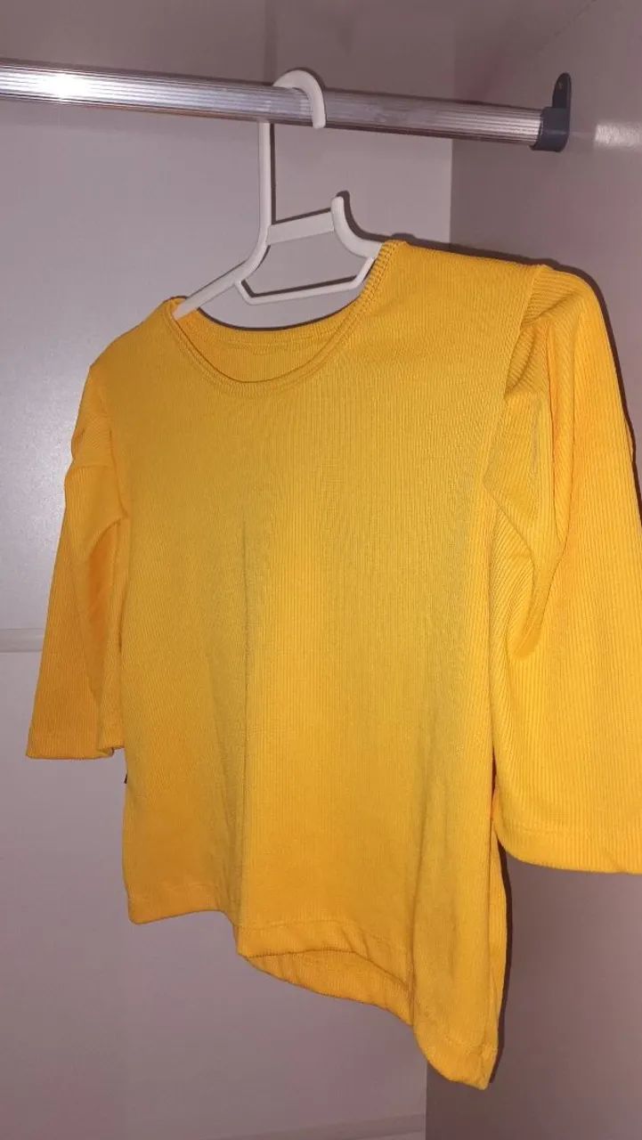 Blusa Canelada Feminina Pink e Amarel - Foto 3