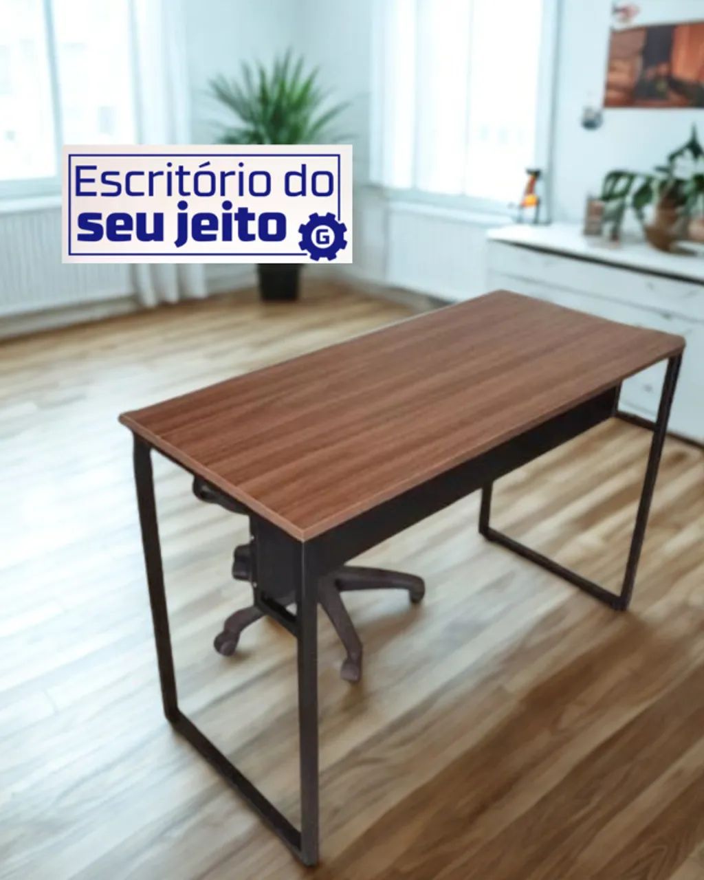 Mesa Industrial 1,1m REFORÇADA Amadeirada NOVA Multiuso Notebook Escritório Escrivaninha - Foto 3