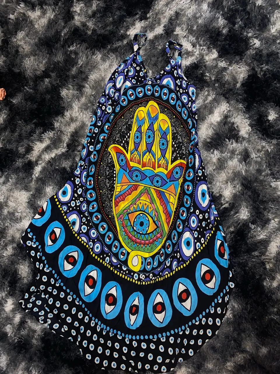 Vestido indiano de praia azul 