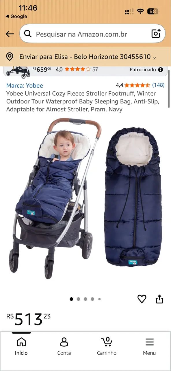 Saco de dormir carrinho bebê para frio 