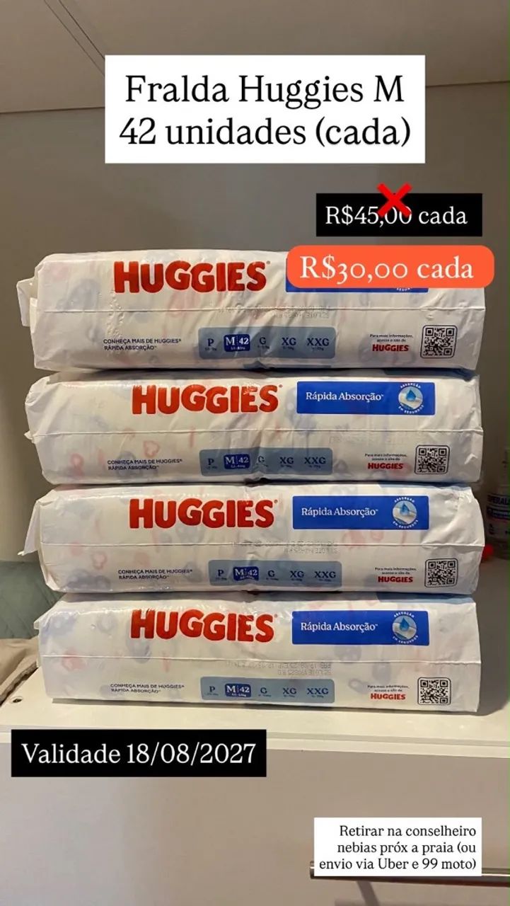 Fralda Huggies tamanho M 