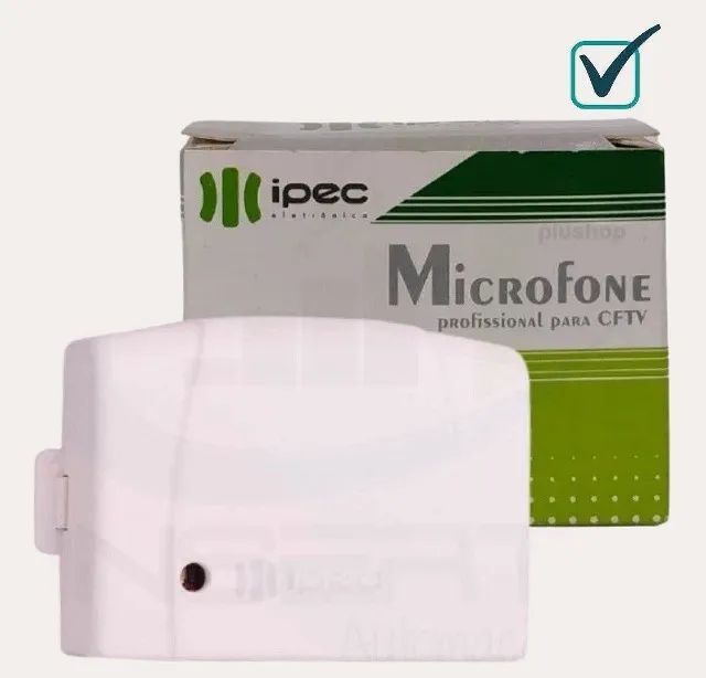 Microfone profissional para DVR de CFTV, capta som a até 30 metros