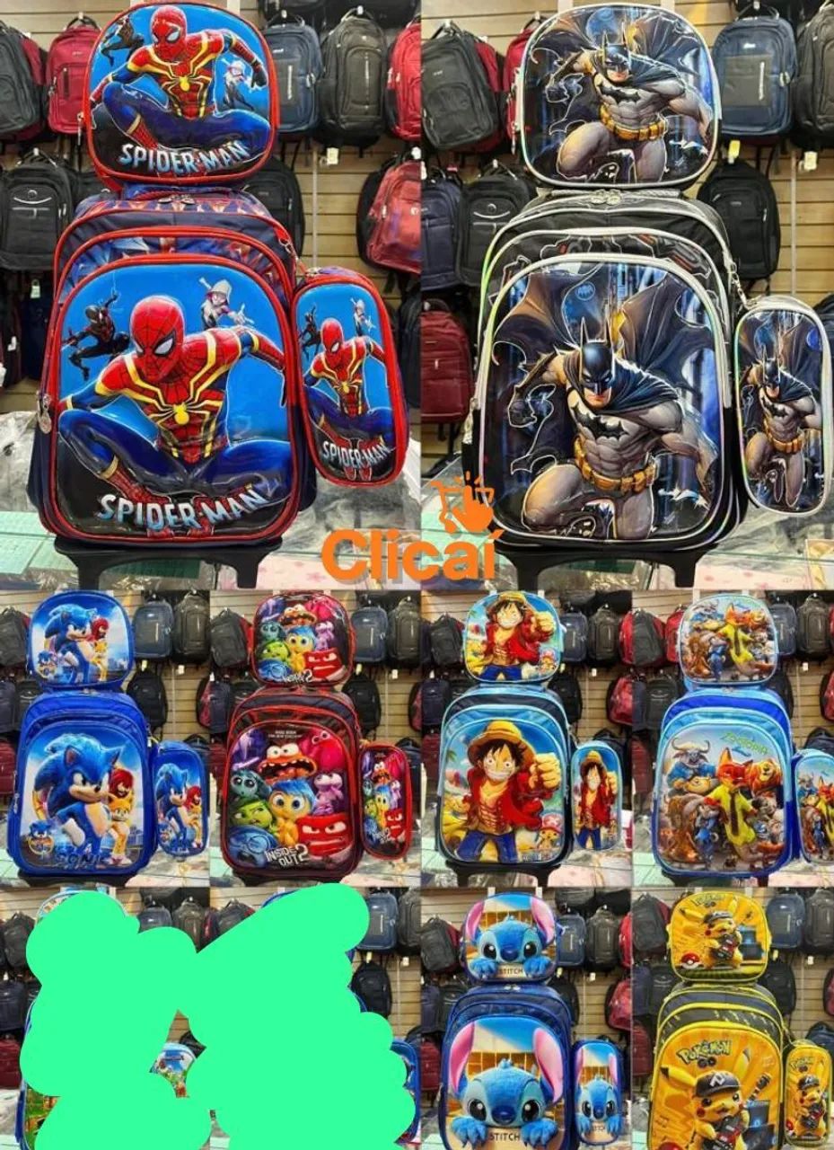Mochila 3D com rodinhas . Lancheira e estojo - Foto 3