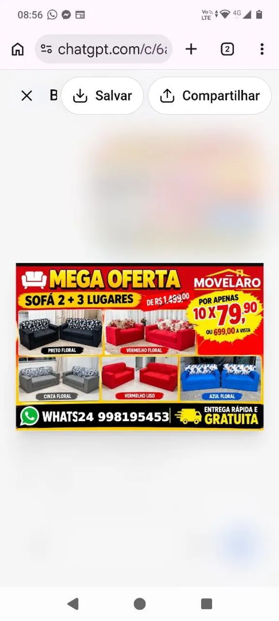 Sofá 2 + 3 lugares 10 x79.90