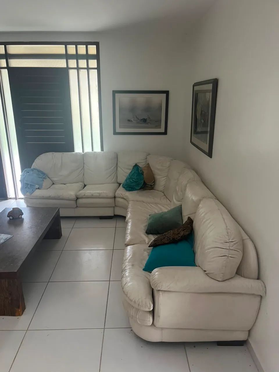 Sofá de couro em L 6 Lugares