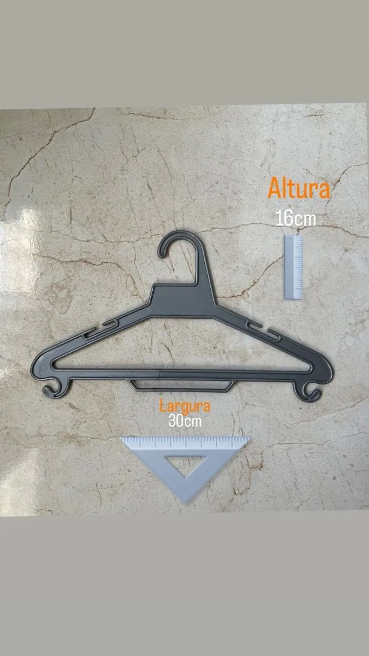 Cabide plastico cinza muito resistente adulto 