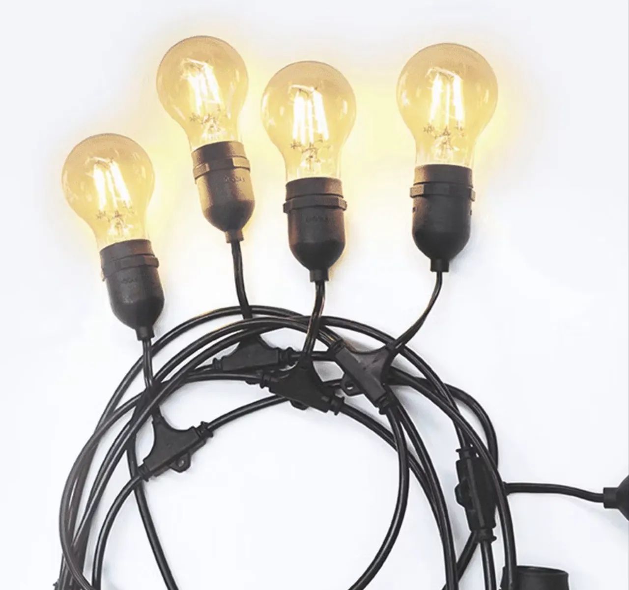 Varal de Luzes Cordão de Iluminação 10 Soquetes Preto 10m - Foto 4