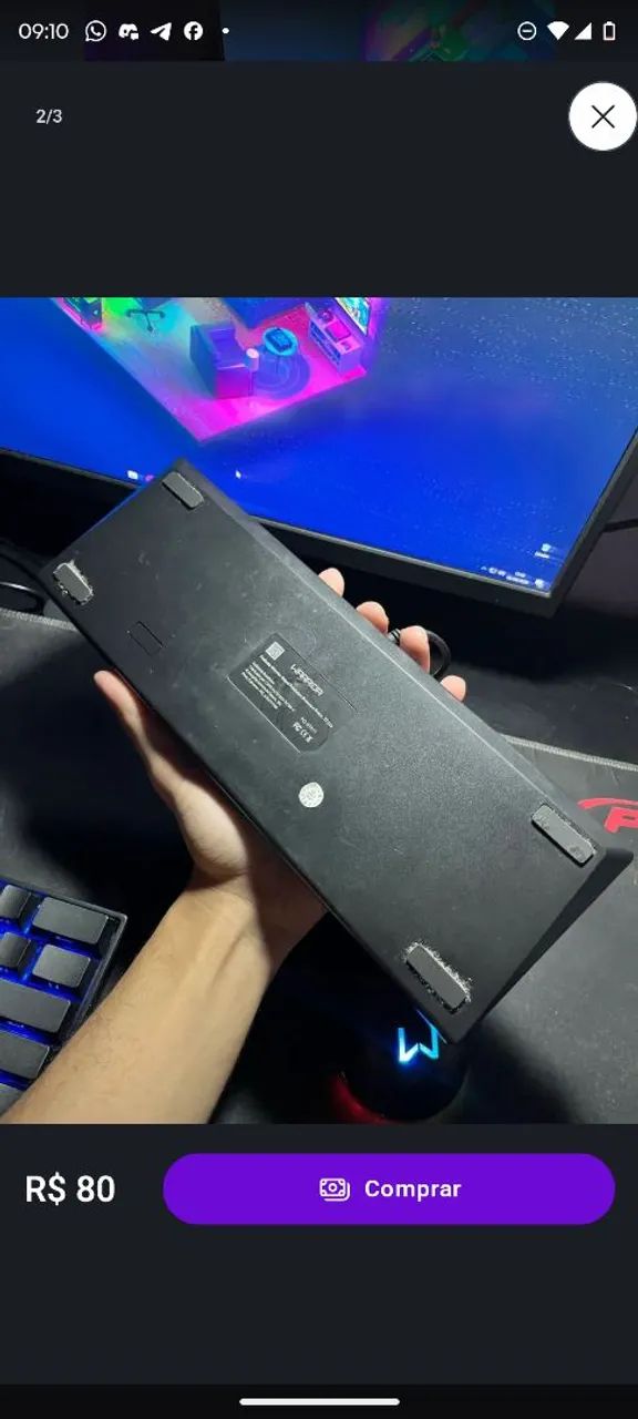 Teclado Gamer Warrior ? RGB, Compacto, Ótimo Estado! - Foto 2