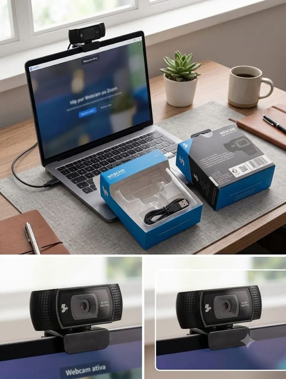 Webcam HD 720p 30FPS 5+ (USB Plug & Play) - Na Caixa!<br> - Foto 3