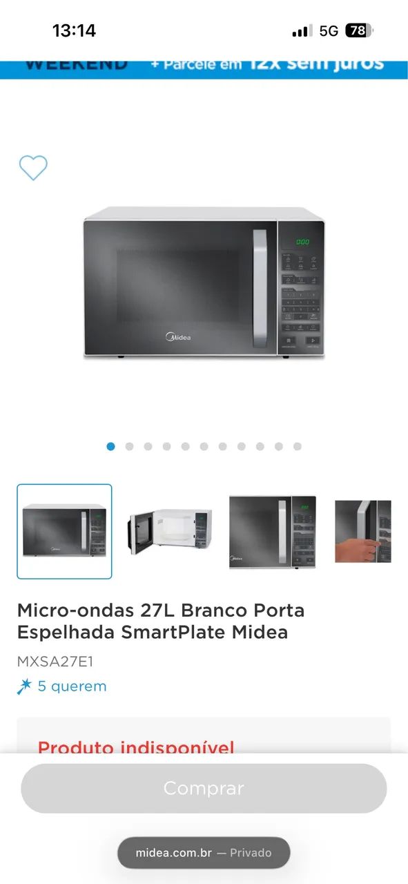 Microondas 27 L Midea (Prata Espelhado)  - Foto 5