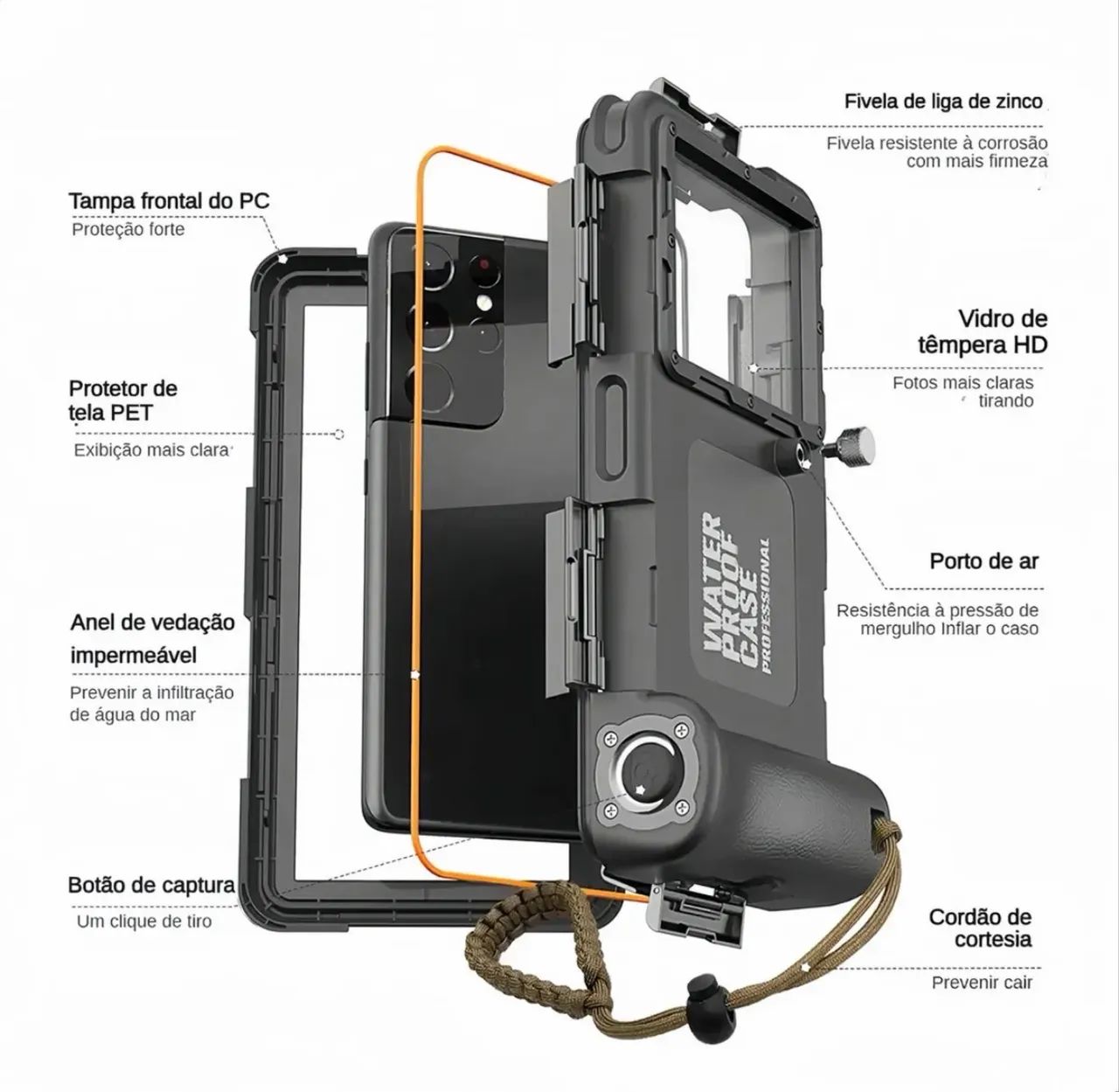 Case a prova d'agua para smartphone shellbox Waterproof case - Foto 3