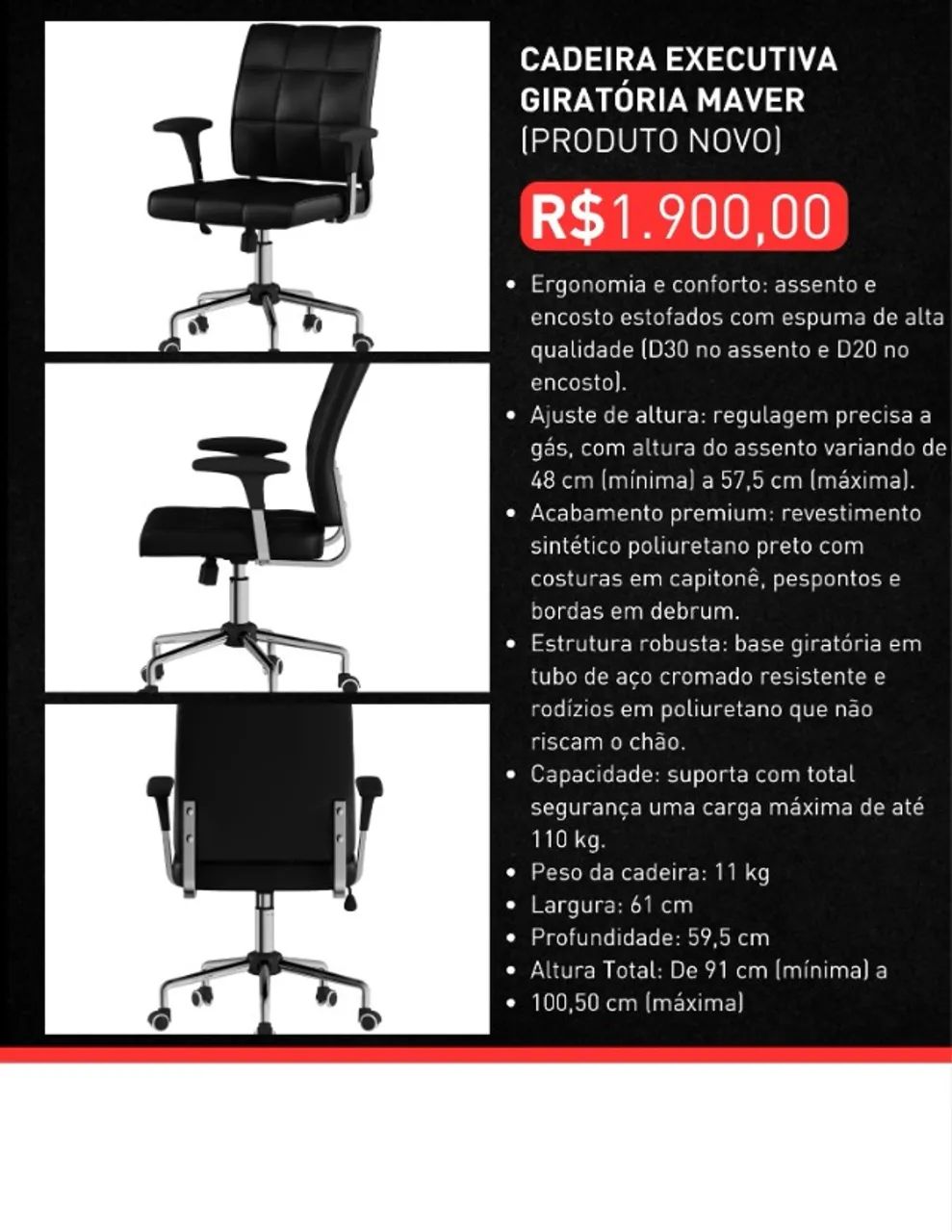 CADEIRA EXECUTIVA GIERATÓRIA MAVER