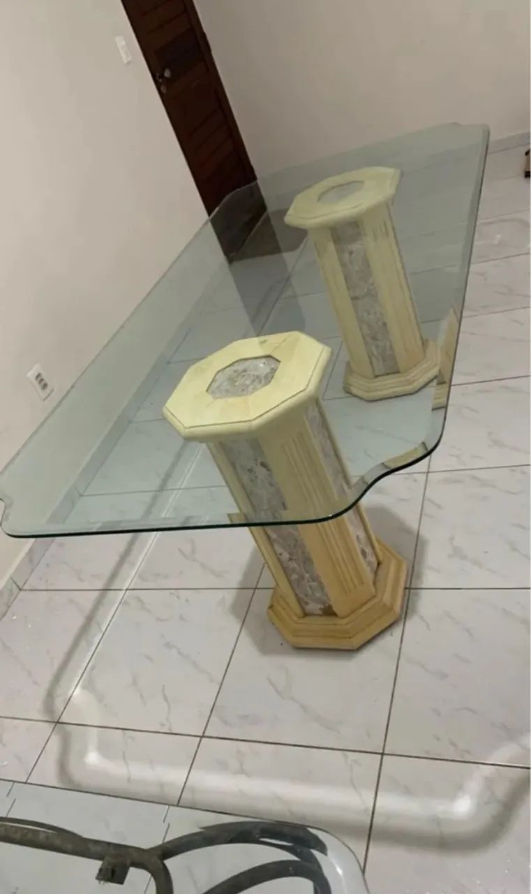 Mesa Jantar Tampo de Vidro Bisotado - Foto 2
