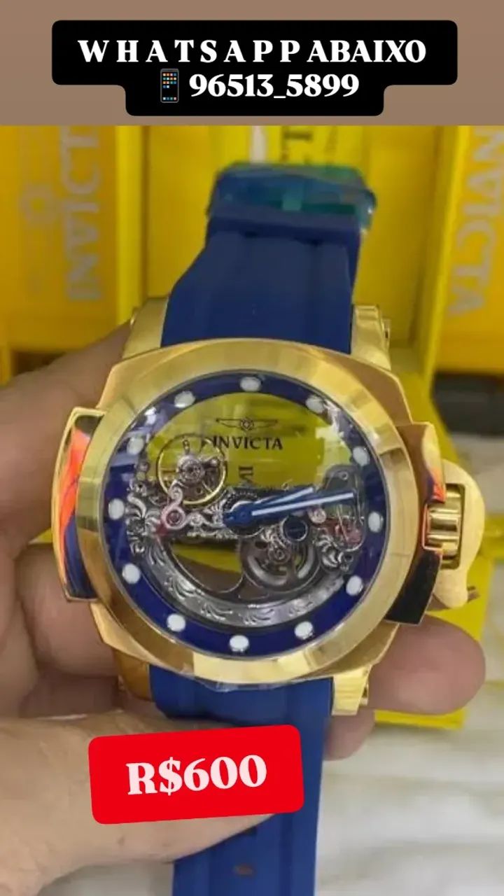 Relógio INVICTA COALITION FORCES Dourado Pulseira Azul _ AUTOMÁTICO 