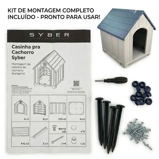 Casa Casinha para Cachorro Extra Grande Resistente Impermeável Fácil Montagem Syberflex - Foto 4