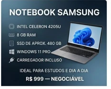 Notebook USADO Samsung Celeron 8GB RAM Windows 11 pro - Foto 4