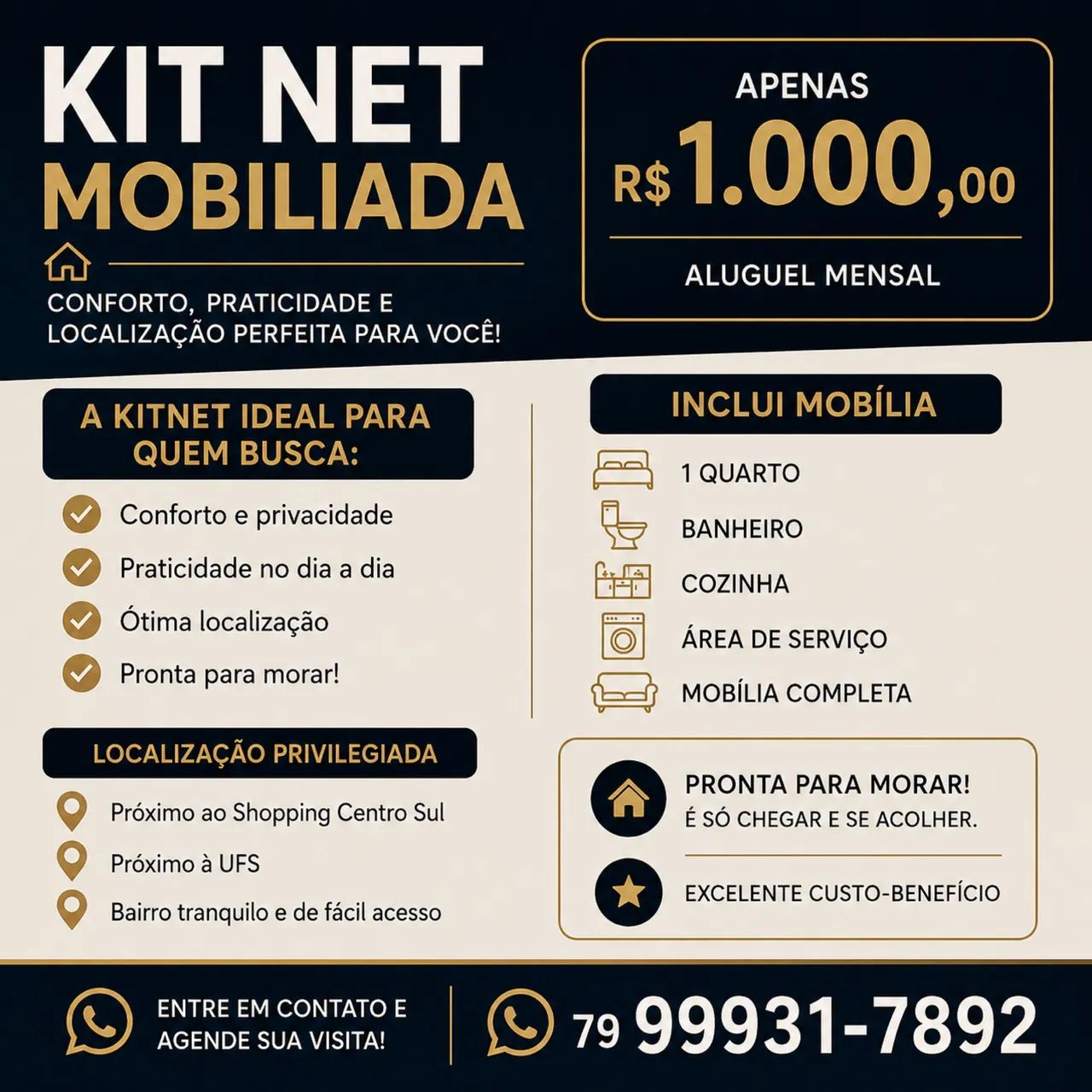 Kitnet mobiliada em Lagarto 
