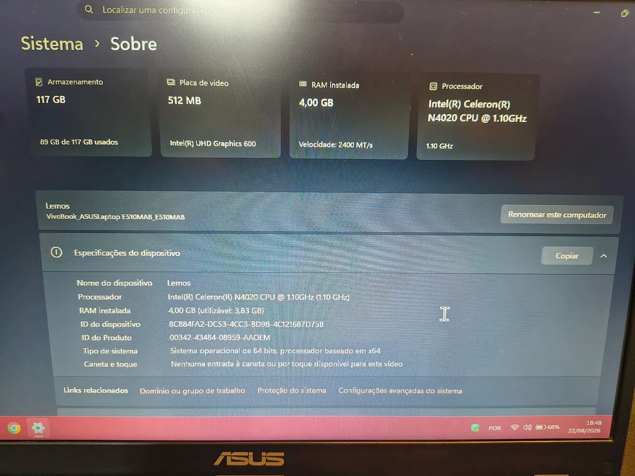 Notebook asus 15" 4g ram - Foto 3