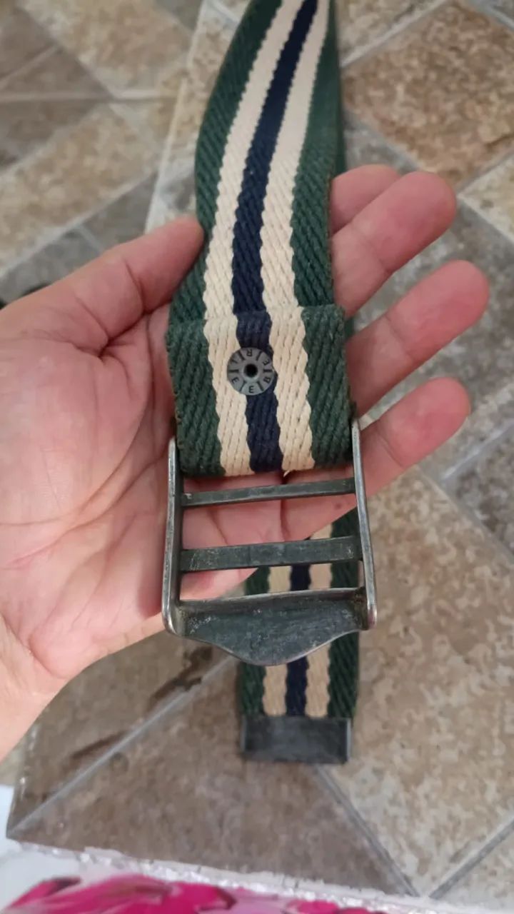 Cinto masculino verde com bege - Foto 3