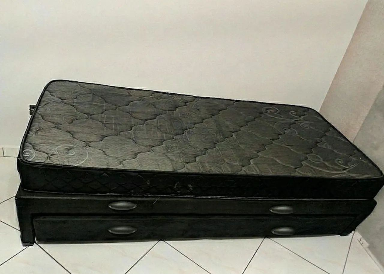 Cama Box Bicama Solteiro com Baú + Cama Auxiliar