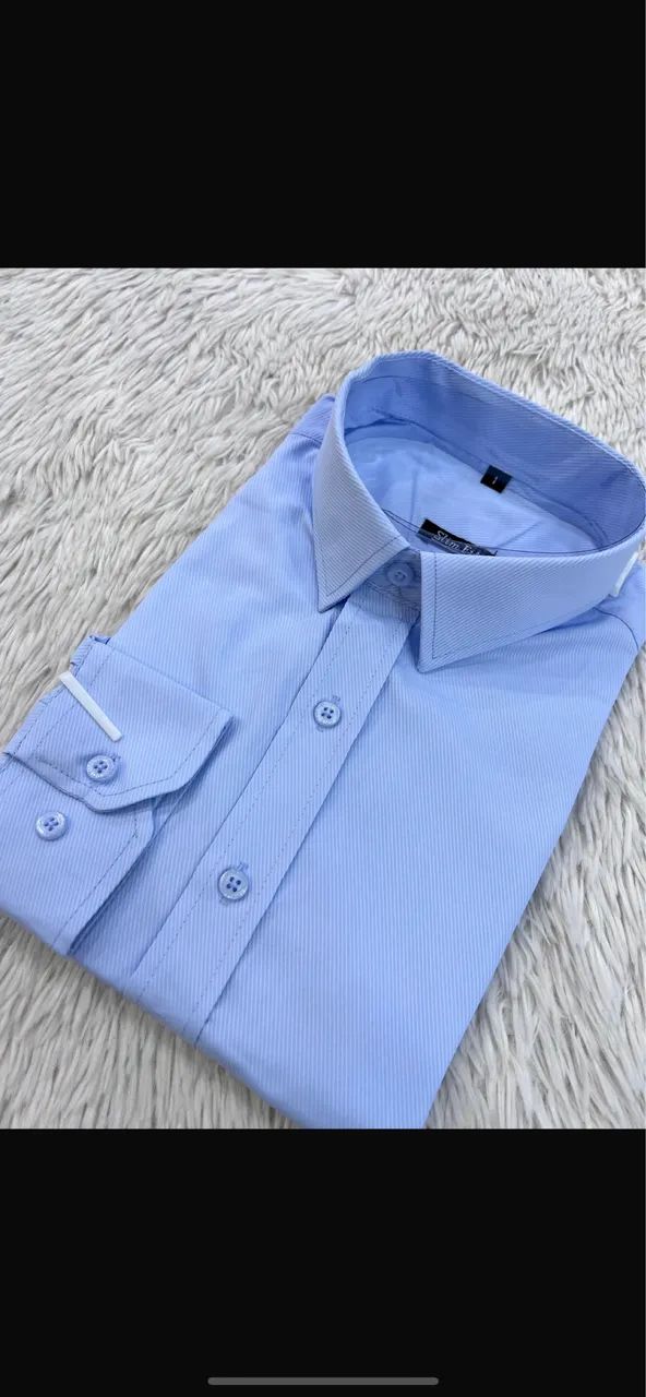 Camisa algodão + poliéster slim 